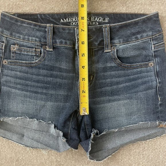 American Eagle Shorts Womens 0 Shortie Denim Jean Cut Off Stretch Dark Wash - Picture 7 of 8